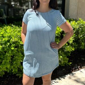 Blue Striped Casual Dress